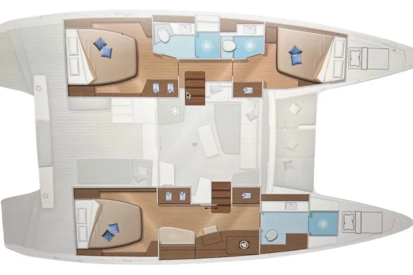 Lagoon 42 - Layout - 3 cab